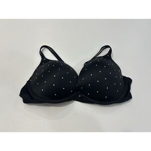 Victoria's Secret Very Sexy Black Push-Up Bra with Rhinestone Embellishments 34C